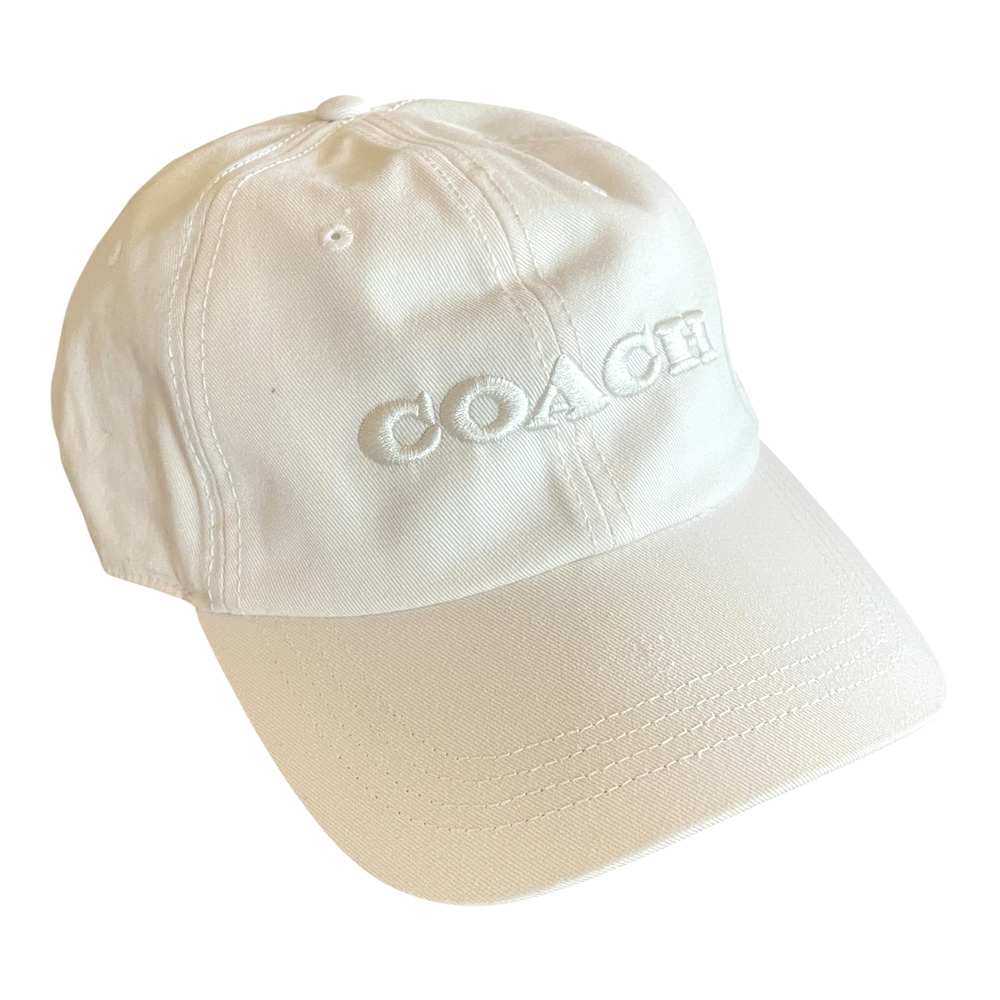 COACH One Size Chalk NWT Embroidered Logo Hat Cotton Baseball Cap CO100321C